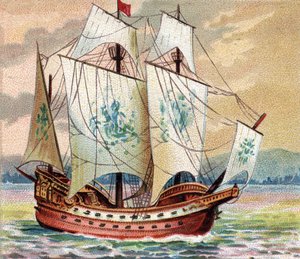 Carraque Português - Caraque Português - Representação de um carácter caracol (nave) da frota portuguesa do final do século XV de Unknown artist