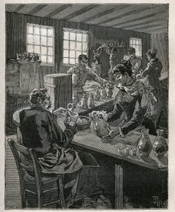 Olaria: cerâmica de enchimento. Gravura de 1885 em "Les arts et metiers illustres" de Adolphe BITARD. de Unknown artist