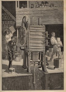 Olaria: moldagem mecânica de peças ocas. Gravura a partir de 1885 em "Les arts et metiers illustres" de Adolphe BITARD. de Unknown artist
