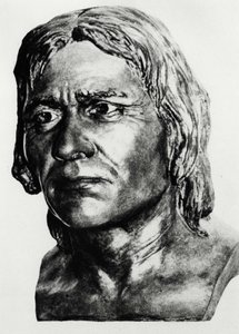 Pré-história: reconstrução do homem de Cro-Magnon (busto), depois de Mac Grégor. de Unknown artist