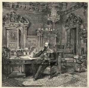 Príncipe Alexandre da Bulgária (1857-1893), em seu estudo - Alexandre de Battenberg - Retrato de Alexandre I da Bulgária ou Alexandre de Battenberg (1857-1893) em seu gabinete de trabalho - 1886 - de Unknown artist