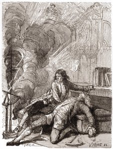 O Professor Georges Guillaume Richmann (1711-1753) morreu na sua oficina após uma experiência com um electrómetro de Unknown artist