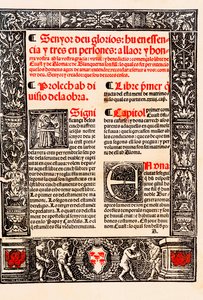Prólogo de "" Blanquerna "" de Raymond Lulle em catalão Ramon Llull, em espanhol Raimundo Lulio (Lullo) (Lull), filósofo, teólogo e poeta catalão (1235-1315) de Unknown artist
