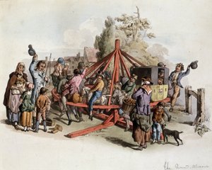 Cavalgada pública na Grã-Bretanha - litografia, deb. Século XIX de Unknown artist