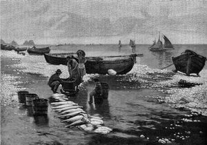 Regresso dos pescadores na greve em Belle Isle (Belle-Isle), na Bretanha. Gravação no "Le Journal de la jeunesse". de Unknown artist