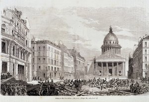 Revolução de 1848: Ataque do Panteão em 24 de Junho de 1848 - em "História Popular Contemporânea". de Unknown artist