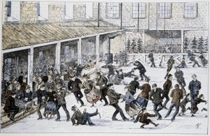 Rink em Halifax, Nova Escócia - em "Sketches of canadian sports and pastimes" por Lieut. Henry Buckton Laurence de Unknown artist