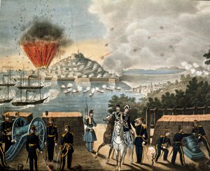 Risorgimento - Expedição das Mil ou Camisas Vermelhas por Giuseppe Garibaldi (1807-1887) - Cerco de Gaete, Itália de Unknown artist