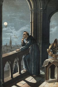 Roger Bacon para oxford.Franciscan monk, teólogo, filósofo e estudioso inglês (Ilchester, Somerset, cerca de 1214 em Oxford de Unknown artist