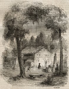 Rousseau a Motiers (Cantão de Neuchatel) - Ilustração para as "Confissões" de Jean-Jacques (Jean Jacques) Rousseau (1712-1778) - gravura de 1849 de Unknown artist