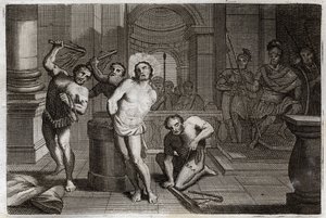Bíblia de Royaumont, Novo Testamento: Flogging of Jesus Cristo. Ilustração de 1811. de Unknown artist