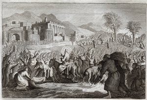 Bíblia de Royaumont, Novo Testamento: O Triunfo de Jesus Cristo. A entrada de Jesus em Jerusalém. Ilustração de 1811. de Unknown artist