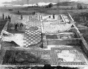 Ruínas de uma vila romana perto de Brading, na ilha de Wight. de Unknown artist