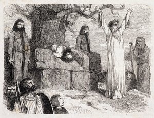 O sacrifício humano pelos druidas - in "La bretagne ancienne et moderne" de Pitre-Chevalier (Pitre Chevalier), editado por W. Coquebert de Unknown artist