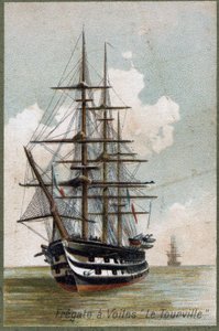 Velejar fregate "Le tourville" em 1787. Cromolitografia do século XIX. de Unknown artist