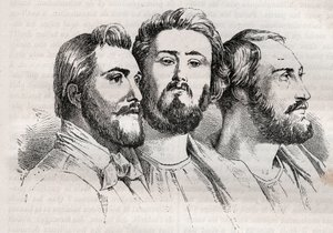 Saint-Simonianism - Saint-Simonianism - Saint Simonians - Charles Duveyrier (1803-1866) - Emile Barrault (1799-1869) - Michel Chevalier (1806-1879 - Gravura de 1882 em "Histoire de dix ans: 1830-1840" Louis-Blanc (1811-1882) de Unknown artist
