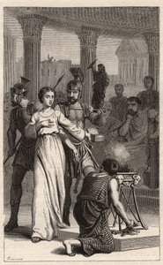 Saint Blandina - Saint Blandine (mártir 177) recusa-se a sacrificar aos ídolos - gravura em "As ilustres mulheres da França" de Oscar Havard - 1886 de Unknown artist