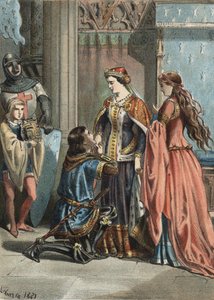 São Luís (1214-1270), rei da França, e sua mãe Blanche de Castille (1188-1252). gravura de 1881 em "El Culto de la Hermosura" de Juan Justo Huguet, Molinas Hermanos editores de Unknown artist