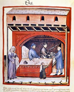 Venda de sal, extrato de Tacuinum Sanitatis de Unknown artist