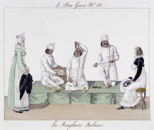 Saltimbancos: Malabaristas indianos, faca a engolir - em "The Good Kind", deb. Século XIX de Unknown artist