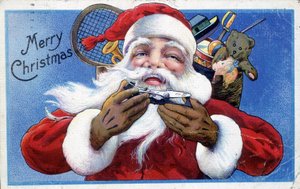 Papai Noel e seu capuz de brinquedo - cartão postal americano, final do século XIX de Unknown artist