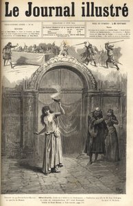Sarah Bernhardt: Lady Macbeth em "Macbeth", drama de Shakespeare, adaptado por Jean Richepin - Theatre de la porte Saint-Martin - gravura em "Le journal illustrious" de 1884 de Unknown artist