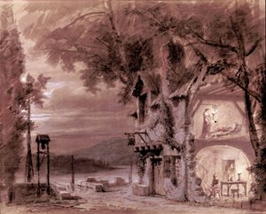 Cenografia de Philippe Chaperon para a ópera "Rigoletto" do compositor italiano Giuseppe Verdi (1813-1901) para a apresentação na Ópera de Paris de Unknown artist
