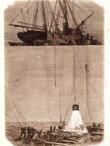 Procura de galeões espanhóis naufragados na Baía de Vigo em 1702. Página retirada de "Emporio Picturesco" 1871 de Unknown artist