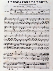 Página de música para The Pearl Fishermen, ópera de Georges Bizet de Unknown artist