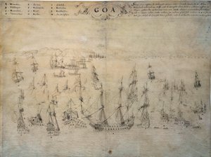 Sítio de Goa, colónia portuguesa, pela frota holandesa entre 1603 e 1639. Manuscrito do século XVII Paris, B.N. de Unknown artist