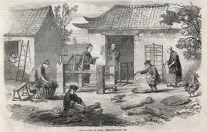 A produção de seda na China e as várias fases de fabricação. de Unknown artist
