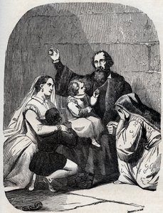 Sir Thomas More (Morus) (1478-1535) e a sua filha Margaret e as crianças na prisão de Unknown artist