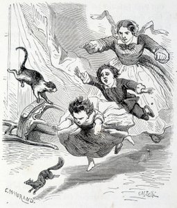 Sophie e o esquilo - em "As desgraças da Sophie" pela Condessa de Ségur, Hachette de Unknown artist