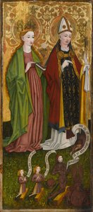Santa Bárbara e São Valentim com Caspar von Laubenberg e Seus Filhos, por volta de 1450 (tempera e óleo no painel) de Unknown artist