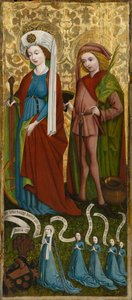 Santa Catarina e São Vito com Anna von Freiberg e suas filhas, por volta de 1450 (tempera e óleo no painel) de Unknown artist