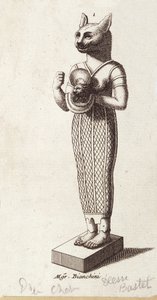 Estátua da Deusa da Dança, Bastet cabeça de gato (Egipto Antigo). deusa da religião egípcia antiga, de Unknown artist