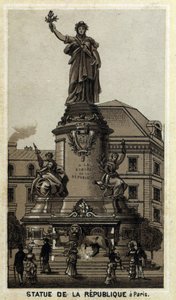 Estátua da República, Place de la Republique em Paris. Cromolitografia do final do século XIX. de Unknown artist