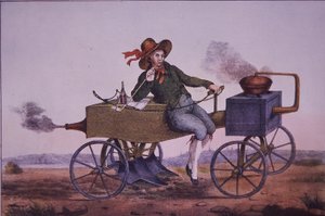 Arado a vapor, início do século XIX (cor litho) de Unknown artist