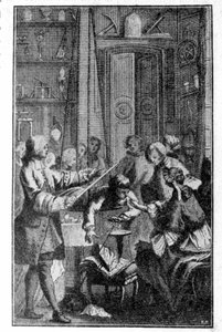 A experiência de Stephen Gray (1670 - 1736) sobre a condutividade elétrica do corpo humano. Gravura do século XIX. de Unknown artist