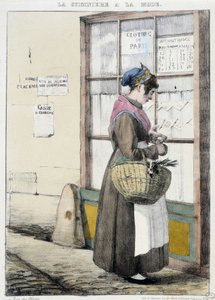 Fogão com dinheiro para compras - gravura de Unknown artist