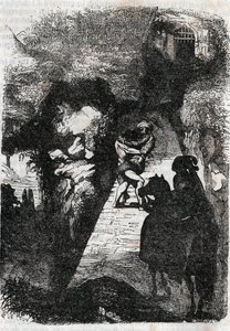 Luta entre Roland e Rodomont - Gravura de 1851 de "Furious Roland" (Orlando furioso) (século XVI) de Ludovico Ariosto, conhecido como Ariosta - Edição traduzida do italiano pelo Conde de Tressan e publicada por Gustave Harvard 1851 de Unknown artist