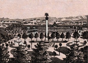 Stuttgart, Alemanha: vista do novo castelo (Castelo Novo). em "O mundo ilustra 168 vistas" Sem data (final do século XIX) de Unknown artist