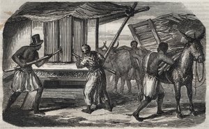 Fabricação de açúcar: uma usina de açúcar de cana em uma fábrica de açúcar nas Índias Ocidentais. Gravura a partir de 1859. de Unknown artist