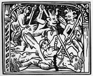Sus! sus! les diables! sus demons! in "Grand Calendrier et Compost des Bergers", Lyon de Unknown artist