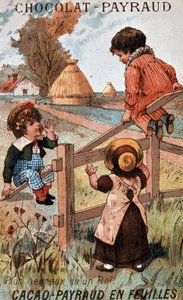 Jogo de baloiço, publicidade de chocolate Payraud de Unknown artist