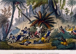 Levado de la Ravine na Reuvres em 23/02/1802. A Expedição Leclerc, que rodeia as tropas de François Dominique Toussaint, conhecida como "Toussaint-Louverture" (Toussaint Louverture de Unknown artist