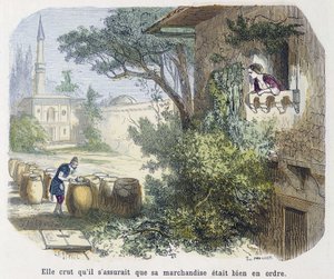 Tale: "ela acreditava que ele estava se certificando que seus bens estavam em ordem" - em "As Mil e Uma Noites", ed. Emile Guérin, contado por Md Bondet, Paris, n.d. de Unknown artist