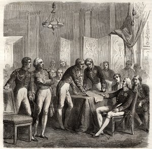 A aliança de 1834 entre o Reino Unido, França, Espanha e Portugal para fazer cumprir a Concessão de Evoramonte - Face à pretensão de Don Carlos ao trono espanhol, a Aliança Quadrupla (Charles-Maurice de Talleyrand - Don Manuel Pando-Fernandez de Unknown artist