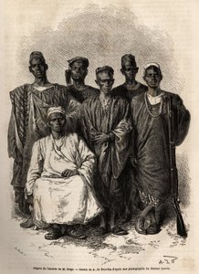 A escolta africana de Mage, tenente na nave, enviada em missão ao Níger. Gravura para ilustrar a história da viagem do Tenente Mage no Sudão Ocidental entre 1863 e 1866, publicada na "Le tour du monde, nouveau journal des voyages", editada por E de Unknown artist