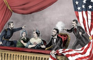 O Assassinato de Abraham Lincoln por John Wilkes Booth no Teatro Ford Washington DC 14 de abril de 1865 - Assassinato do Presidente Abraham Lincoln (1809-1865) 14 de abril de Unknown artist